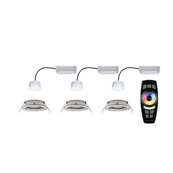 Paulmann Bundle Smart Home Zigbee LED Einbauleuchten-Set Nova Plus 3er-Set 6W Eisen gebürstet #5143