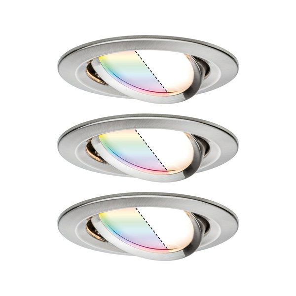 Paulmann Bundle Smart Home Zigbee LED EBL-Set Nova Plus 3er-Set 3x6W RGBW Eisen gebürstet #5145