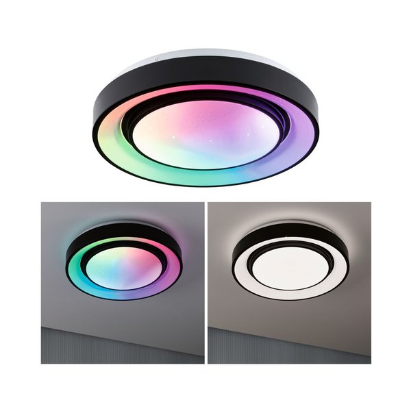 Paulmann LED Deckenleuchte Rainbow mit Regenbogeneffekt RGBW+ 750lm 22W dimmbar Schwarz#Weiß #70544