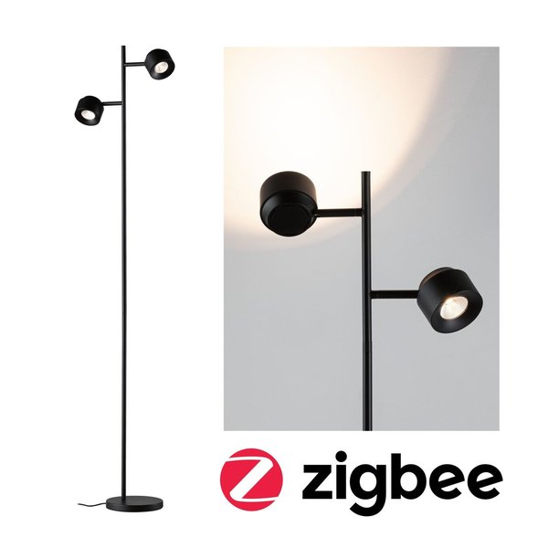 Paulmann LED Stehleuchte Smart Home Zigbee Puric Pane   2700K 2x300lm 2x3W Schwarz #79780