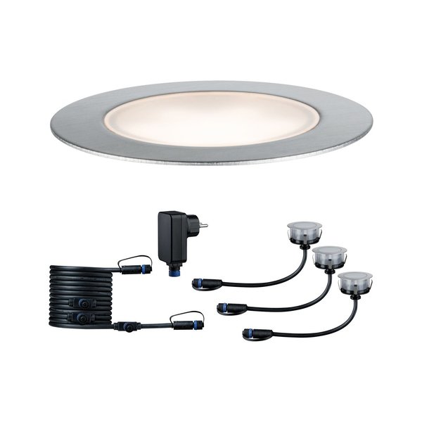 Paulmann Plug & Shine LED BodenEBL Floor Eco Basisset IP67 3000K 3x1,3W 21VA Silber #93692