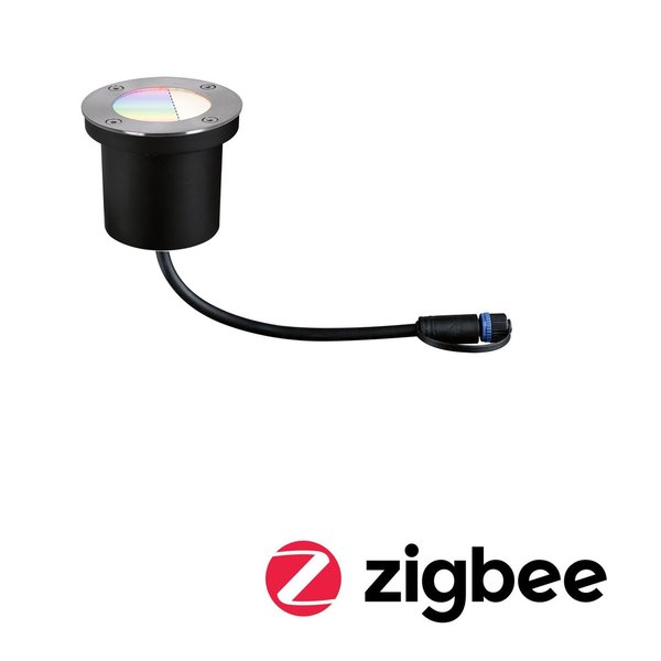 Paulmann Plug & Shine LED BodenEBL Smart Home Zigbee RGBW Einzelspot IP65 RGBW+ 3,6W  Silber #94274