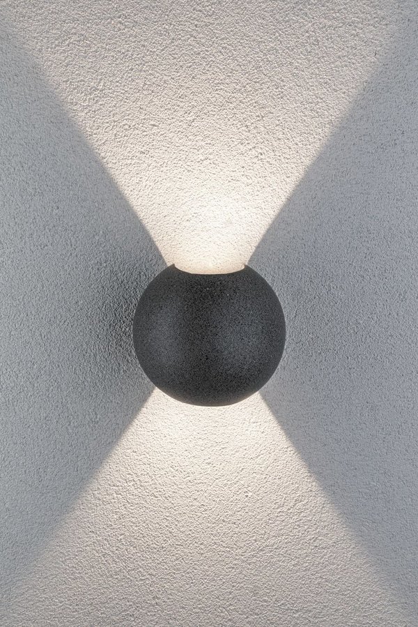 Paulmann LED Außenwandleuchte Concrea IP65 160mm 3000K 2x5,5W Schwarzer Sandstein Beton #94499